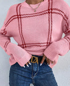 Contrast Round Neck Long Sleeve Sweater