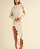 Backless Asymmetric Ruffle Hem Dress