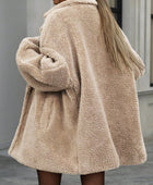 Pocketed Collared Neck Sherpa Jacket