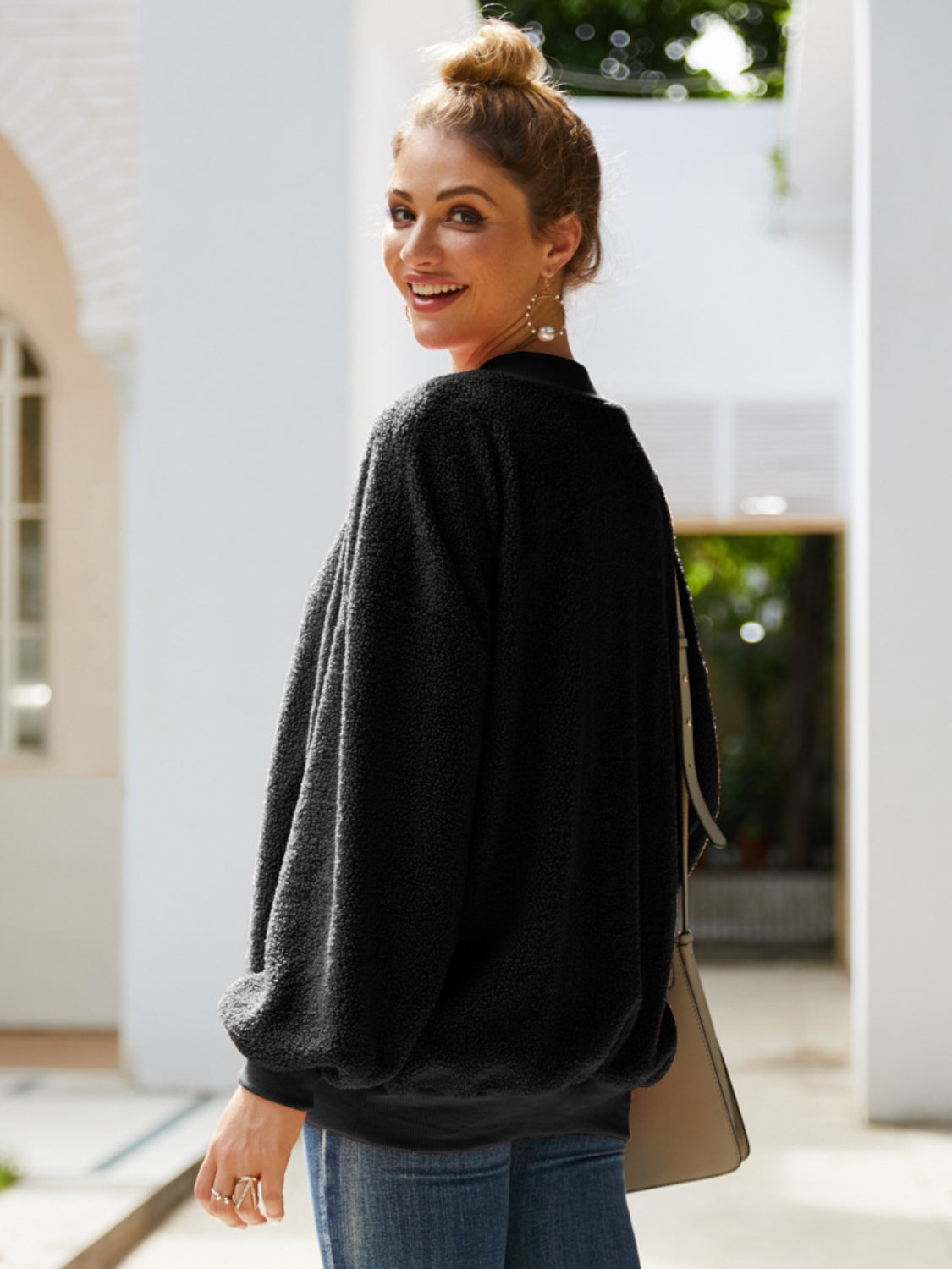 Mock Neck Dropped Shoulder Sweatshirt - Body By J'ne