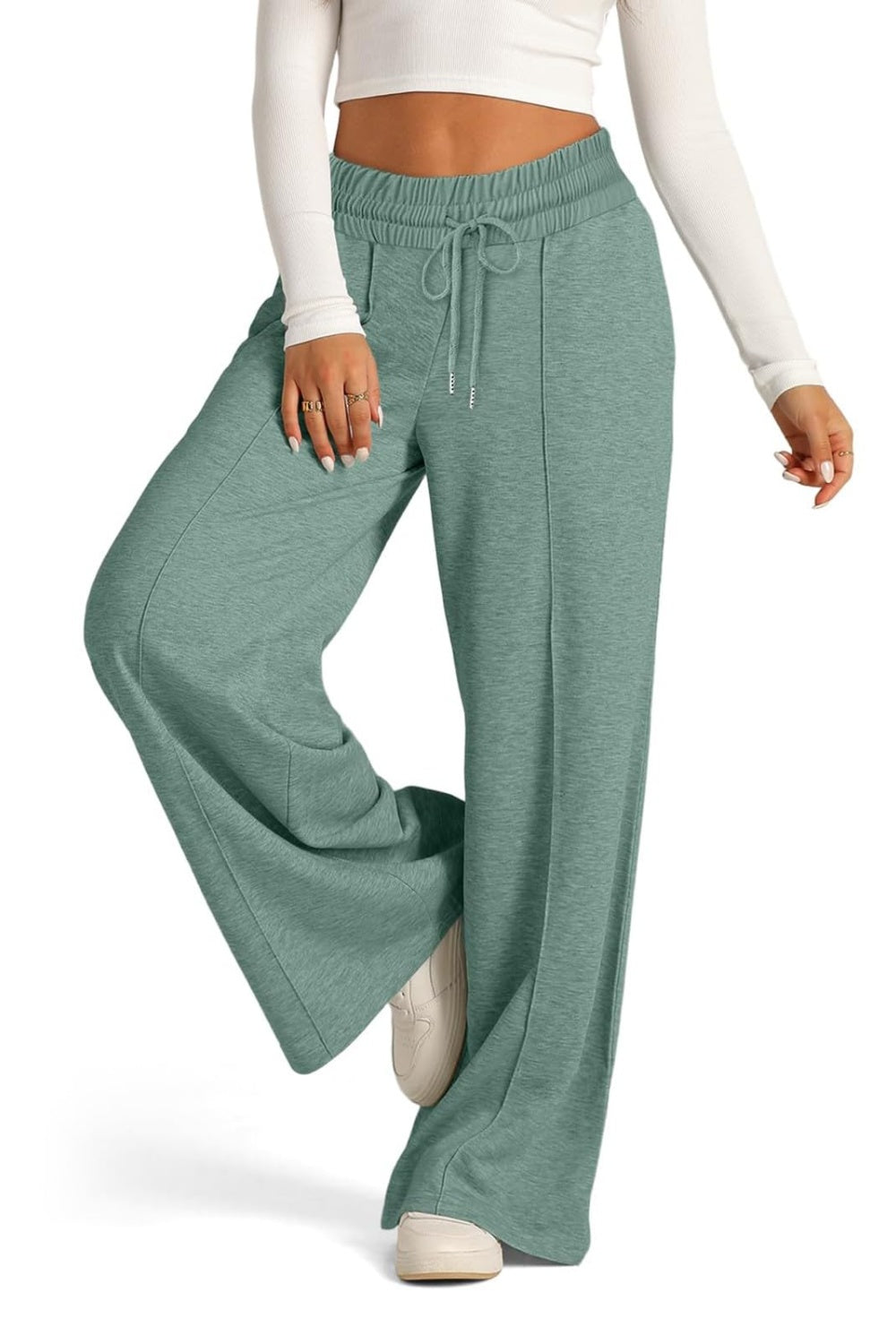 Drawstring Elastic Waist Wide Leg Pants - Body By J'ne
