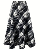 Plaid Midi Skirt with Pocketed