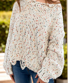 Confetti Round Neck Dropped Shoulder Sweater