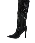 Sitarah Sequin Embellished Stiletto Long Boots