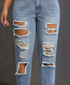 Distressed High Rise Jeans with Pockets