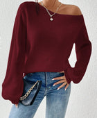 Honey Single Shoulder Long Sleeve Sweater