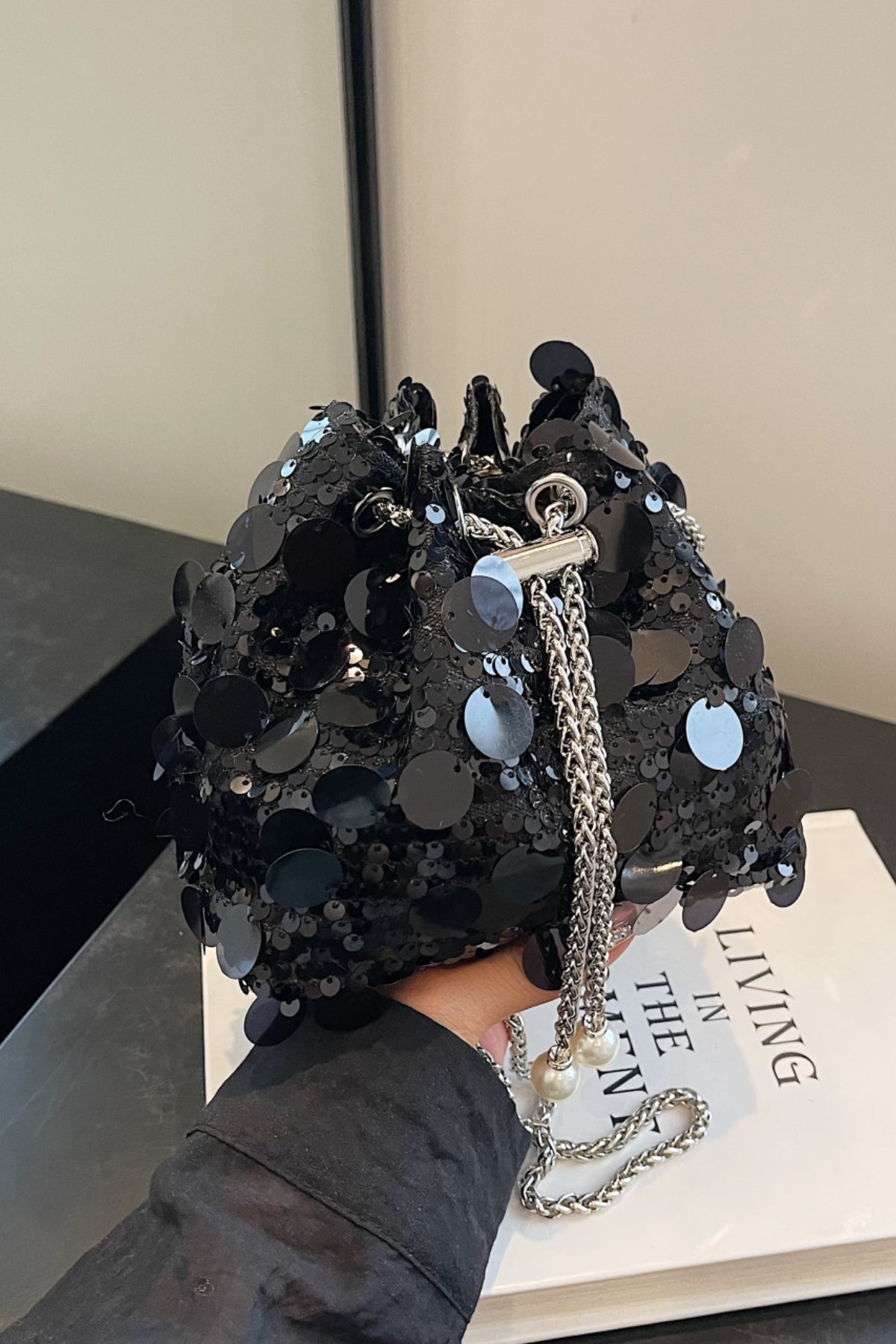 Drawstring Sequin Crossbody Bag - Body By J'ne