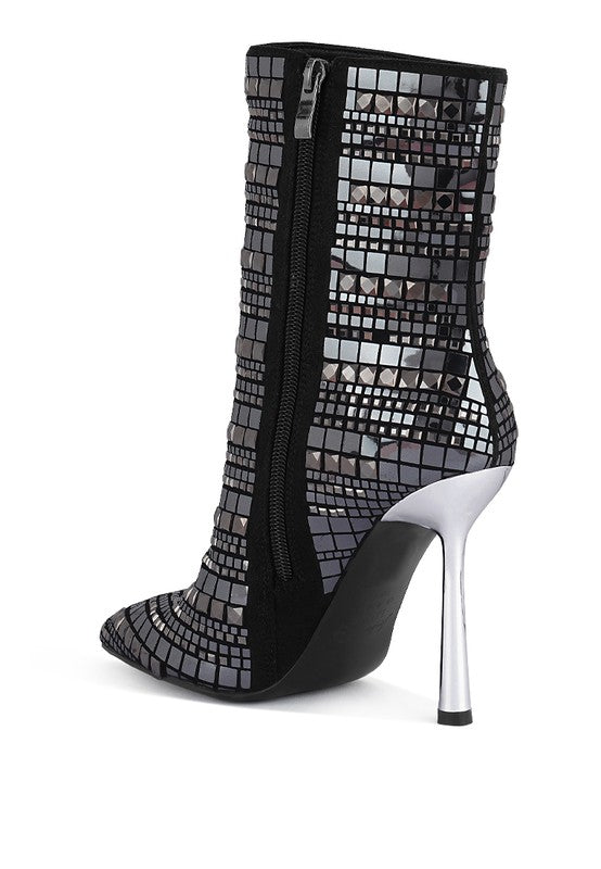 Extravagance Mirror Embellished Stiletto Boots - Body By J'ne
