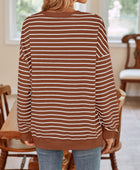 Lovelet Striped Round Neck Long Sleeve Sweatshirt