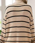 Striped Open Front Long Sleeve Cardigan