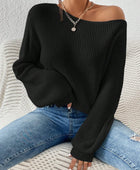 Honey Single Shoulder Long Sleeve Sweater