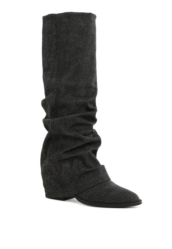 Capella Fold-Over Slouchy Denim Boot - Body By J'ne
