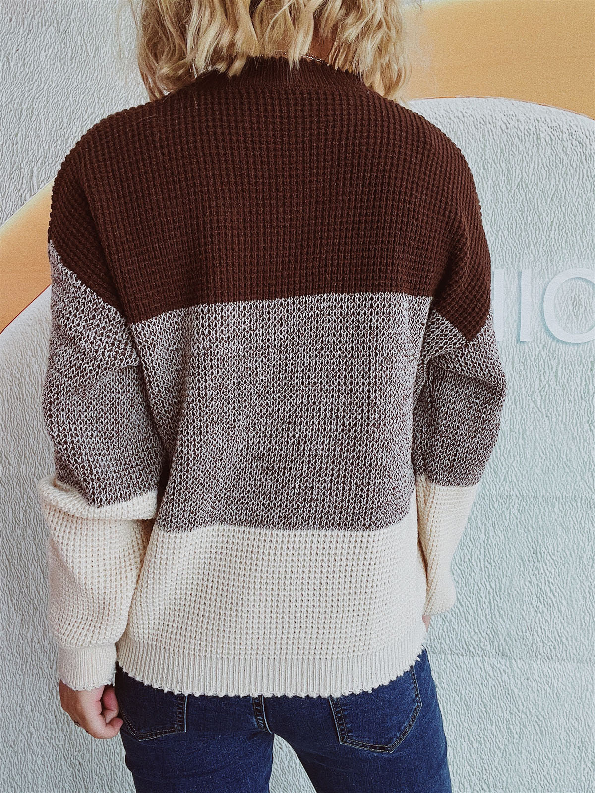 Color Block Long Sleeve Sweater - Body By J'ne