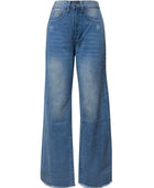 Raw Hem Wide Leg Jeans with Pockets - Body By J'ne