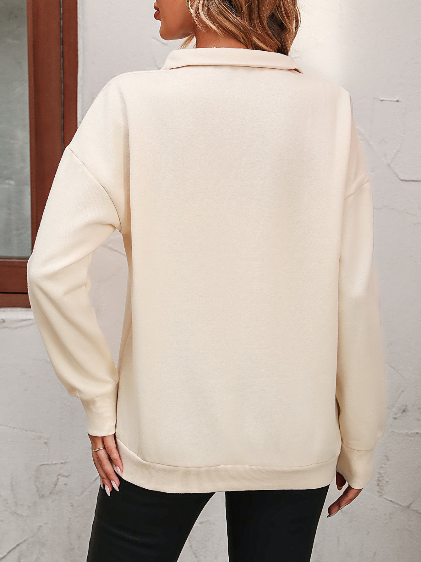 Zip-Up Dropped Shoulder Sweatshirt - Body By J'ne