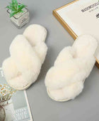 Faux Fur Crisscross Strap Slippers - Body By J'ne