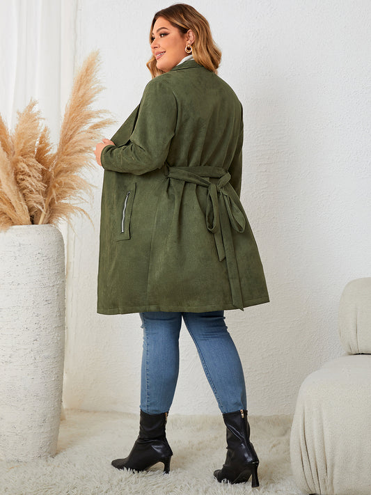 Plus Size Tie Back Trench Coat - Body By J'ne