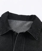 Button Up Dropped Shoulder Denim Jacket with Pockets - Body By J'ne