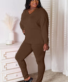 Full Size V-Neck Soft Rayon Long Sleeve Top and Pants Lounge Set - Body By J'ne