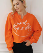 GAME DAY Ball Graphic Notched Sweatshirt - Body By J'ne
