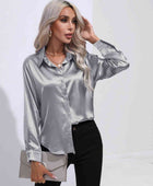 Collared Neck Buttoned Long Sleeve Shirt - Body By J'ne