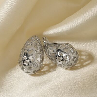 Stainless Steel Teardrop Hollowed Earrings - Body By J'ne