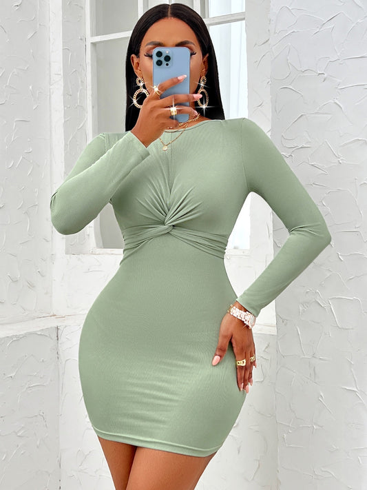 Twist Front Long Sleeve Dress - Body By J'ne