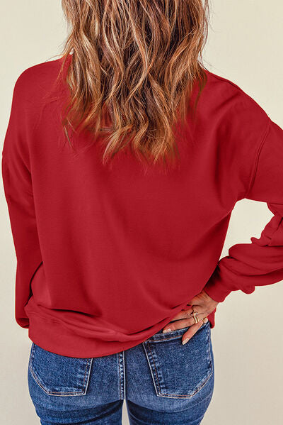 Heart Round Neck Dropped Shoulder Sweatshirt - Body By J'ne