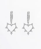 925 Sterling Silver Inlaid Zircon Heart Dangle Earrings - Body By J'ne