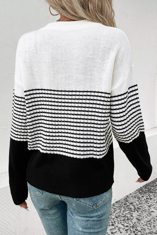 Striped Drop Shoulder Sweater - Body By J'ne