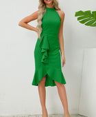 Ruffled Grecian Neck Dress - Body By J'ne