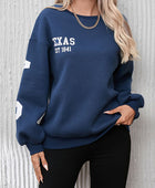 Letter Graphic Round Neck Dropped Shoulder Sweatshirt - Body By J'ne