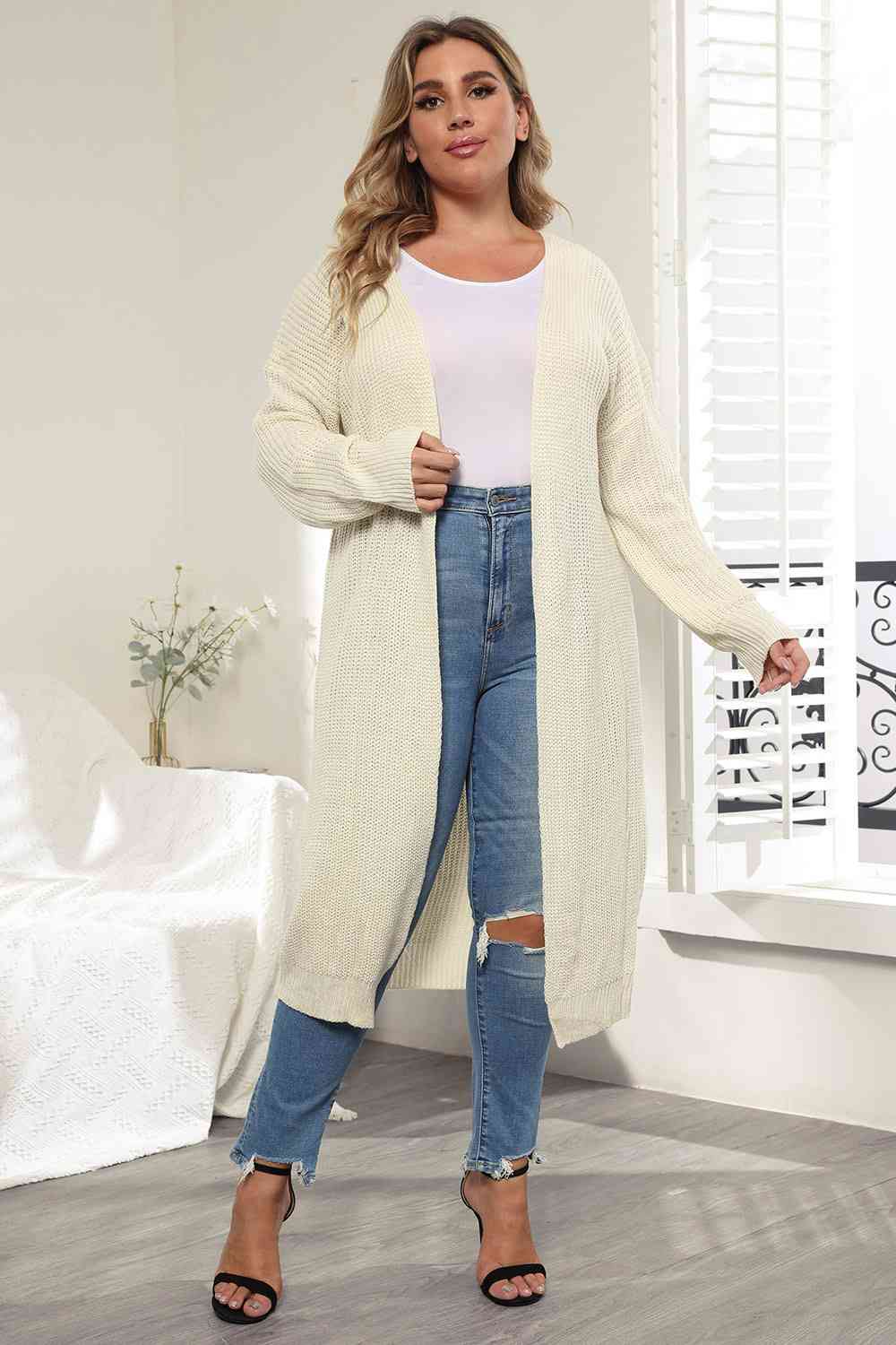 Plus Size Open Front Long Sleeve Cardigan - Body By J'ne