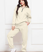 Half Zip Long Sleeve Sweatshirt and Pants Set - Body By J'ne