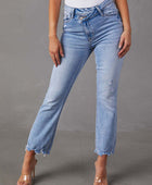 Distressed Raw Hem Jeans with Pockets - Body By J'ne