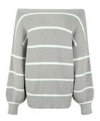 Striped Dropped Shoulder Pullover Sweater - Body By J'ne