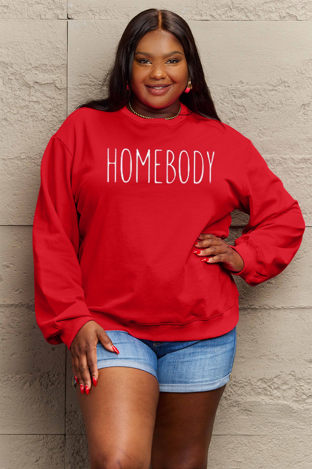 Full Size HOMEBODY Graphic Sweatshirt - Body By J'ne