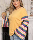 Plus Size Striped Flare Sleeve T-Shirt - Body By J'ne