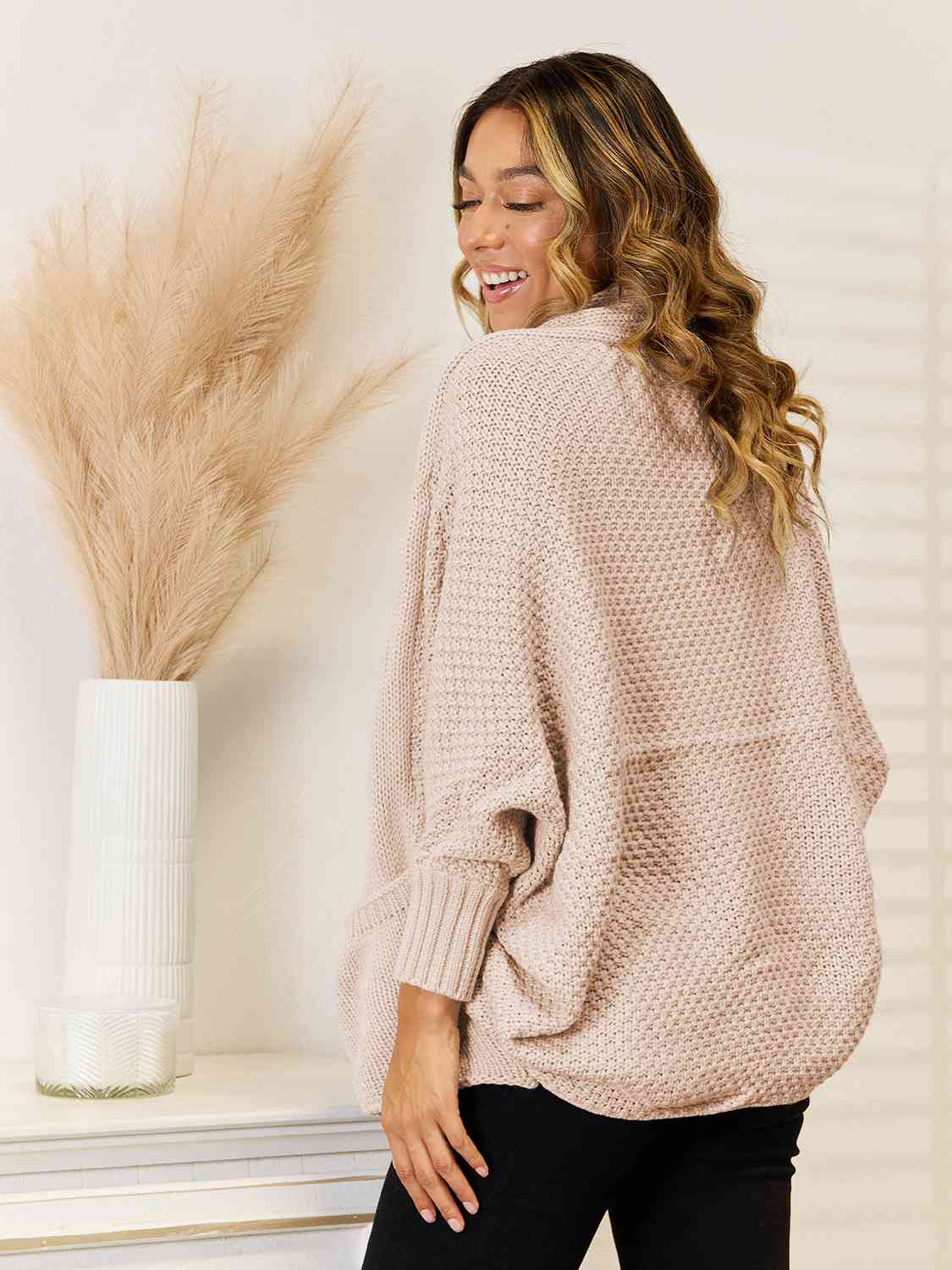 Open Front  Cardigan with Pockets - Body By J'ne