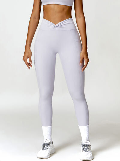 Twisted High Waist Active Pants with Pockets - Body By J'ne