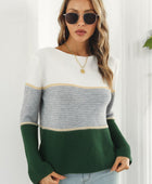 Color Block Horizontal Ribbing Sweater - Body By J'ne