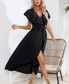 Ruffled Tied V-Neck Midi Dress - Body By J'ne