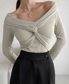 In Charge V-Neck Twisted Long Sleeve Knit Top - Body By J'ne