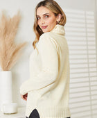 Full Size Long Sleeve Turtleneck Sweater with Side Slit - Body By J'ne