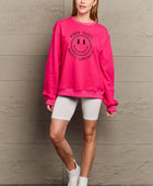 Full Size Smiling Face Graphic Sweatshirt - Body By J'ne