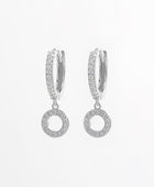 925 Sterling Silver Inlaid Zircon Hoop Dangle Earrings - Body By J'ne