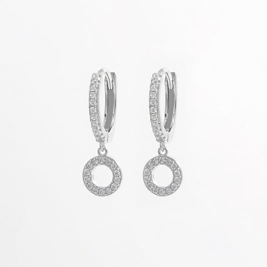 925 Sterling Silver Inlaid Zircon Hoop Dangle Earrings - Body By J'ne