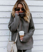 Turtleneck Dropped Shoulder Slit Sweater - Body By J'ne