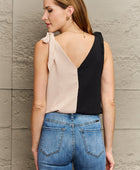 Contrast Color V-Neck Tie Shoulder Tank Top - Body By J'ne