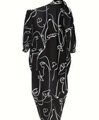 Printed Single Shoulder Lantern Sleeve Maxi Dress - Body By J'ne